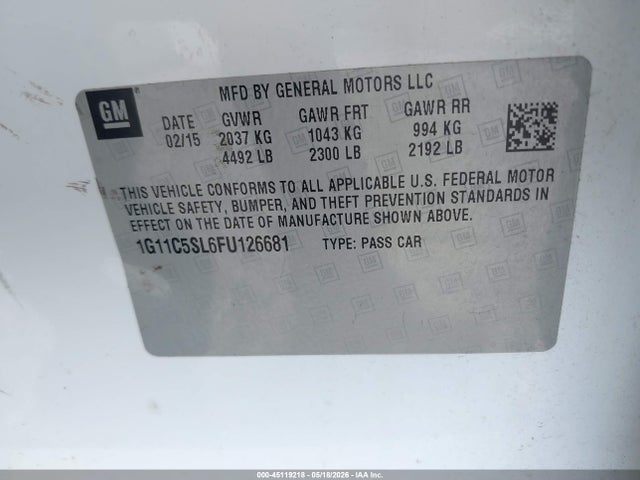 Chevrolet MALIBU 1LT 2015 1G11C5SL6FU126681 Image 9