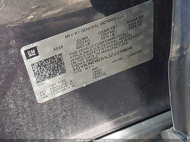 Aukcja sprzedaży 2018 Cadillac Xt5 Luxury, vin: 1GYKNDRS5JZ225804, numer aukcji: 45119237