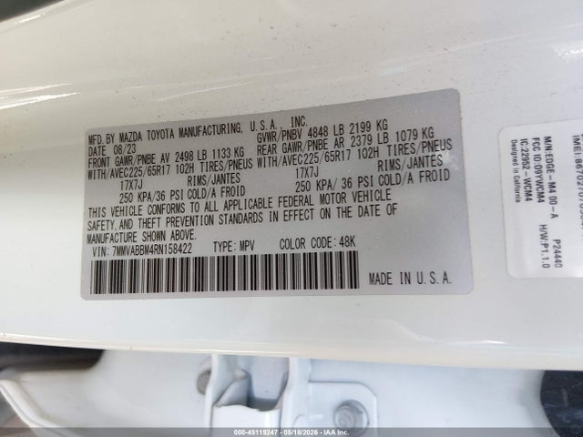 Aukcja sprzedaży 2024 Mazda Cx-50 2.5 S Preferred, vin: 7MMVABBM4RN158422, numer aukcji: 45119247