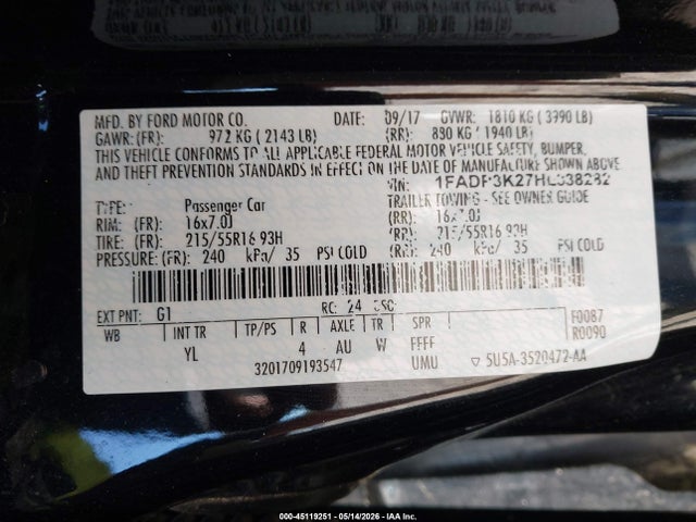 Ford FOCUS SE 2017 1FADP3K27HL338282 Image 9