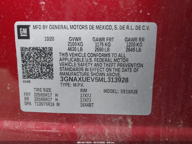 Продажа на аукционе авто 2021 Chevrolet Equinox Awd Lt, vin: 3GNAXUEV5ML313928, номер лота: 45119330