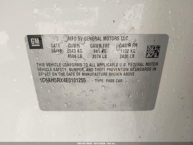 Aukcja sprzedaży 2014 Cadillac Ats Luxury, vin: 1G6AH5RX4E0101255, numer aukcji: 45119430