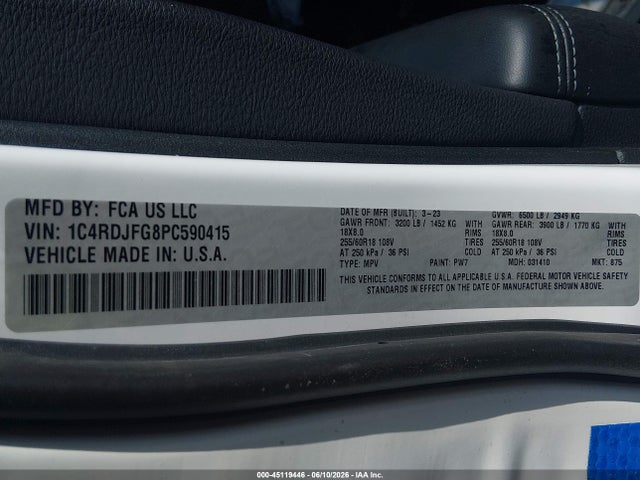 Aukcja sprzedaży 2023 Dodge Durango Pursuit Awd, vin: 1C4RDJFG8PC590415, numer aukcji: 45119446