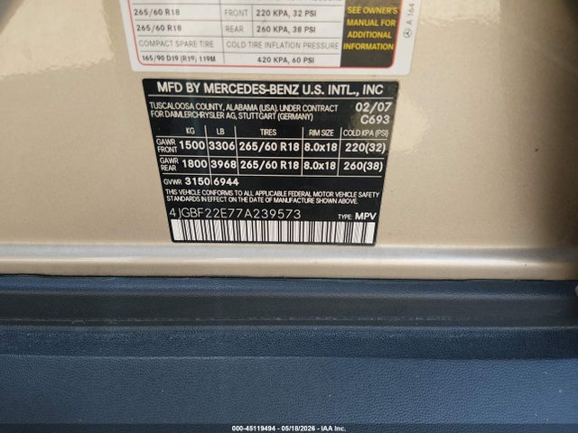 Продаж на аукціоні авто 2007 Mercedes-benz Gl 320 Cdi 4matic, vin: 4JGBF22E77A239573, номер лоту: 45119494