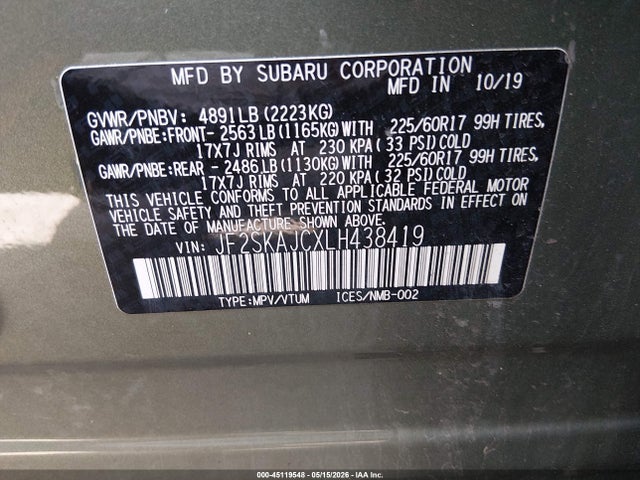 Subaru Forester Premium 2020 JF2SKAJCXLH438419 Image 9