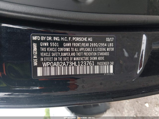 Продажа на аукционе авто 2017 Porsche Panamera 4s, vin: WP0AB2A73HL123761, номер лота: 45119569