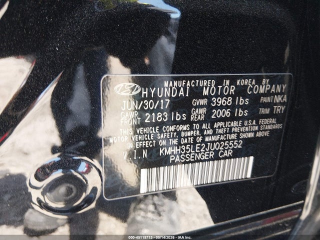 Продажа на аукционе авто 2018 Hyundai Elantra Gt, vin: KMHH35LE2JU025552, номер лота: 45119713