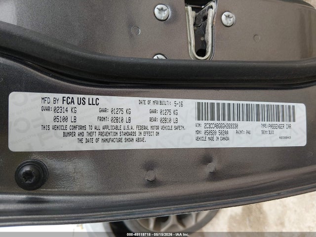 Продаж на аукціоні авто 2016 Chrysler 300 300s Alloy Edition, vin: 2C3CCABG6GH269330, номер лоту: 45119718