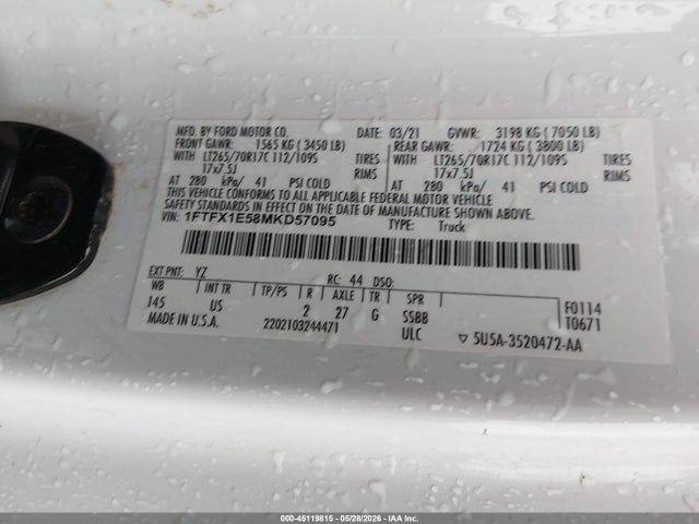 1FTFX1E58MKD57095 Ford F-150 Xlt
