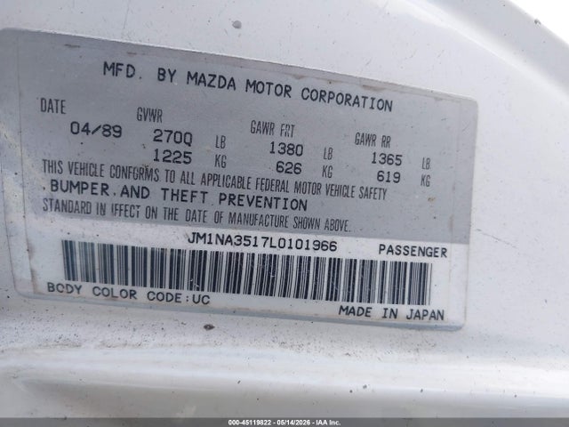 Продажа на аукционе авто 1990 Mazda Mx-5 Miata, vin: JM1NA3517L0101966, номер лота: 45119822
