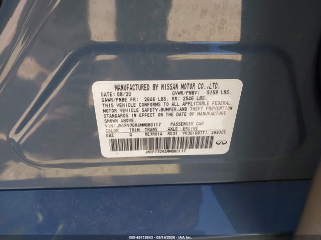 Продажа на аукционе авто 2021 Infiniti Q50 Red Sport 400 Awd, vin: JN1FV7DR4MM880117, номер лота: 45119843
