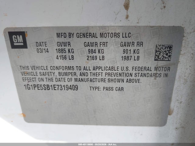 Chevrolet Cruze 2lt Auto 2014 1G1PE5SB1E7319409 Image 9
