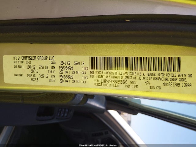 Продажа на аукционе авто 2011 Jeep Liberty Sport, vin: 1J4PN2GK6BW555905, номер лота: 45119965