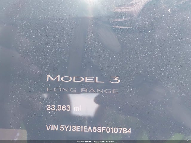 2025 Tesla Model 3 Long Range Rear-wheel Drive/standard Rear-wheel Drive მანქანა იყიდება აუქციონზე, vin: 5YJ3E1EA6SF010784, აუქციონის ნომერი: 45119966