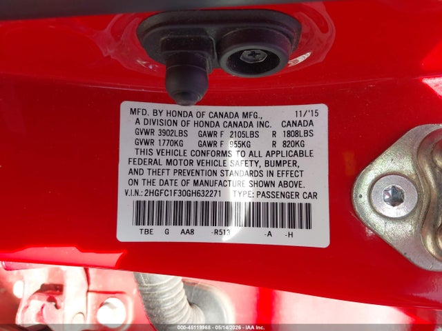 Honda Civic Ex-t 2016 2HGFC1F30GH632271 Image 9