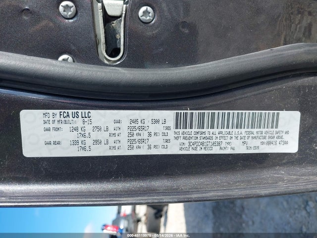 45119975 :رقم المزاد ، 3C4PDCAB1GT105387 vin ، 2016 Dodge Journey Se مزاد بيع