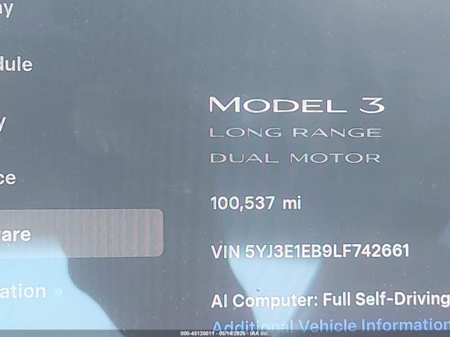 Aukcja sprzedaży 2020 Tesla Model 3 Long Range Dual Motor All-wheel Drive, vin: 5YJ3E1EB9LF742661, numer aukcji: 45120011