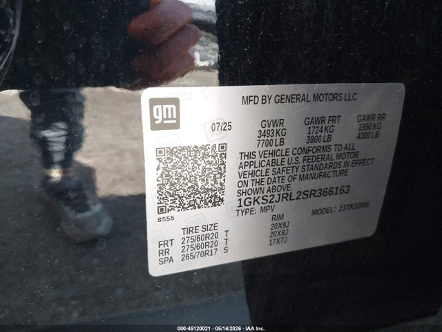1GKS2JRL2SR366163 GMC Yukon Xl 4wd Denali