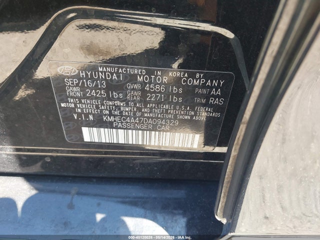 45120028 :رقم المزاد ، KMHEC4A47DA094329 vin ، 2013 Hyundai Sonata Hybrid مزاد بيع