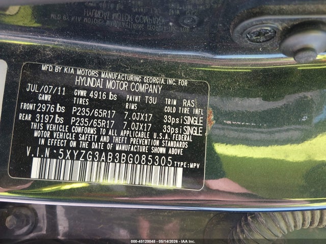 Продаж на аукціоні авто 2011 Hyundai Santa Fe Gls, vin: 5XYZG3AB3BG085305, номер лоту: 45120048