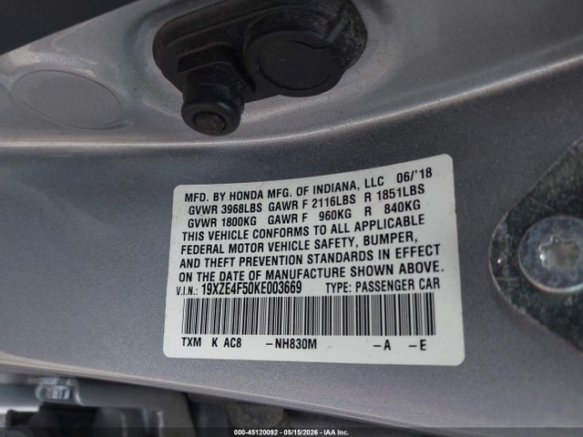 Продажа на аукционе авто 2019 Honda Insight Ex, vin: 19XZE4F50KE003669, номер лота: 45120092