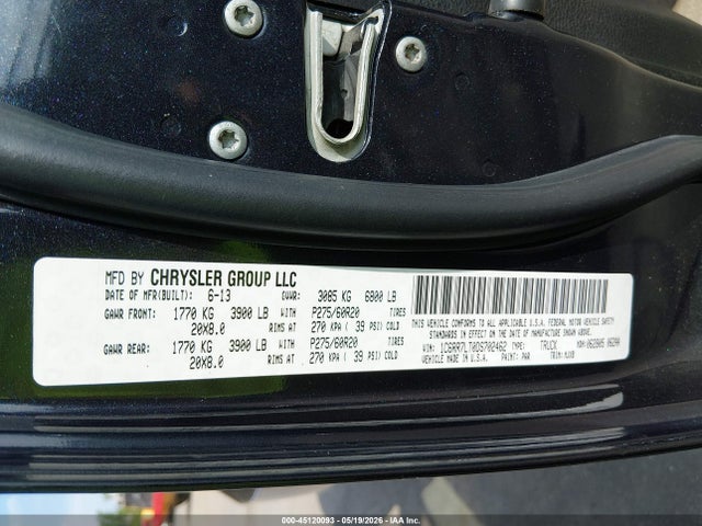 Продажа на аукционе авто 2013 Ram 1500 Big Horn, vin: 1C6RR7LT0DS702462, номер лота: 45120093