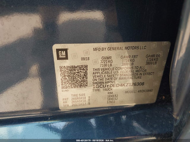 1GCUYDED4KZ126308 Chevrolet Silverado 1500 Lt