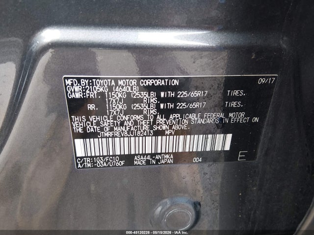 JTMRFREV8JJ182413 Toyota Rav4 Xle