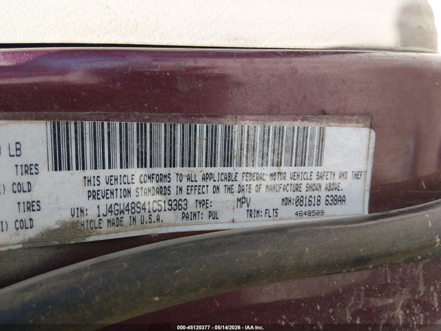Aukcja sprzedaży 2001 Jeep Grand Cherokee Laredo, vin: 1J4GW48S41C519363, numer aukcji: 45120377