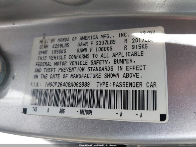 Продаж на аукціоні авто 2008 Honda Accord 2.4 Lx-p, vin: 1HGCP26408A062889, номер лоту: 45120393
