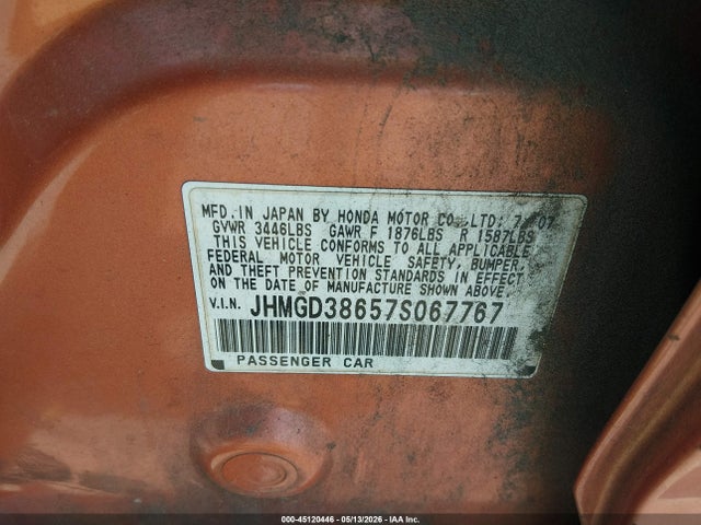 Aukcja sprzedaży 2007 Honda Fit Sport, vin: JHMGD38657S067767, numer aukcji: 45120446