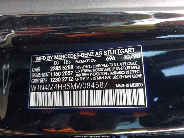 Продаж на аукціоні авто 2021 Mercedes-benz Glb 250 4matic, vin: W1N4M4HB5MW084587, номер лоту: 45120458
