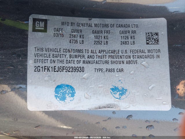 45120489 :رقم المزاد ، 2G1FK1EJ6F9239930 vin ، 2015 Chevrolet Camaro 2ss مزاد بيع