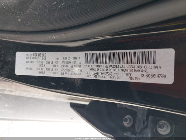 Продаж на аукціоні авто 2019 Ram 1500 Big Horn/lone Star  4x2 5'7 Box, vin: 1C6RREFT8KN628266, номер лоту: 45120494