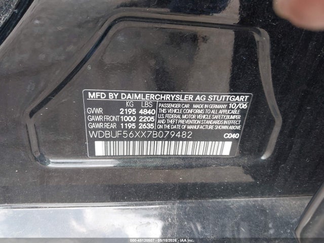 Aukcja sprzedaży 2007 Mercedes-benz E 350, vin: WDBUF56XX7B079482, numer aukcji: 45120507