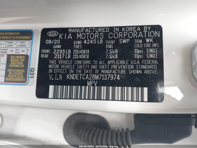 Aukcja sprzedaży 2021 Kia Seltos Sx Turbo, vin: KNDETCA28M7137974, numer aukcji: 45120522