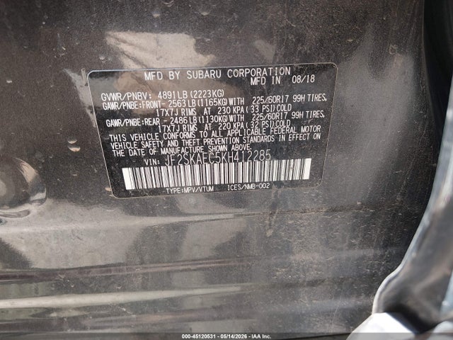 Auction sale of the 2019 Subaru Forester Premium, vin: JF2SKAEC5KH412285, lot number: 45120531