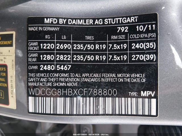 Продажа на аукционе авто 2012 Mercedes-benz Glk 350 4matic, vin: WDCGG8HBXCF788800, номер лота: 45120554