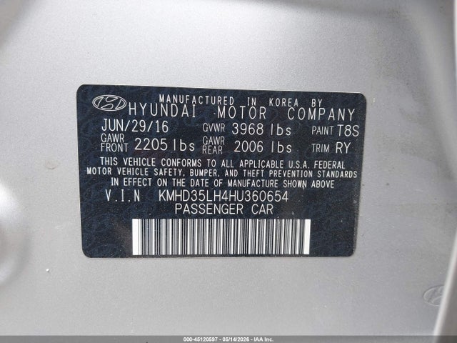 2017 Hyundai Elantra Gt მანქანა იყიდება აუქციონზე, vin: KMHD35LH4HU360654, აუქციონის ნომერი: 45120597