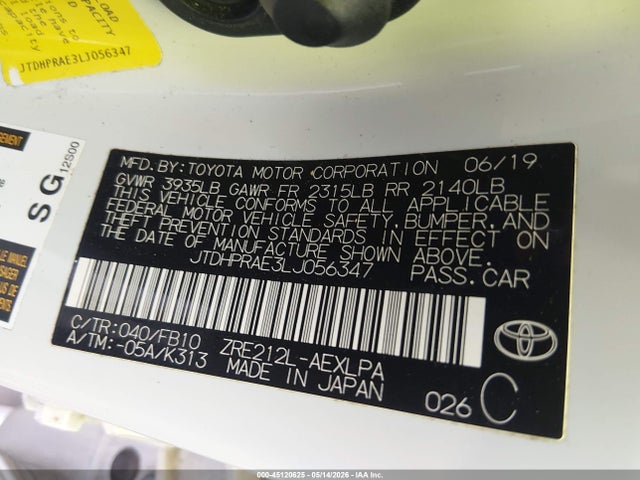 Aukcja sprzedaży 2020 Toyota Corolla Le, vin: JTDHPRAE3LJ056347, numer aukcji: 45120625