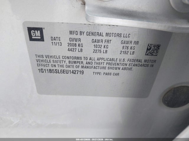 45120658 :رقم المزاد ، 1G11B5SL6EU142719 vin ، 2014 Chevrolet Malibu 1ls مزاد بيع