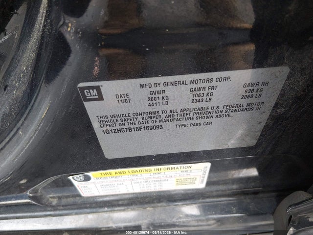 45120674 :رقم المزاد ، 1G1ZH57B18F169093 vin ، 2008 Chevrolet Malibu Lt مزاد بيع