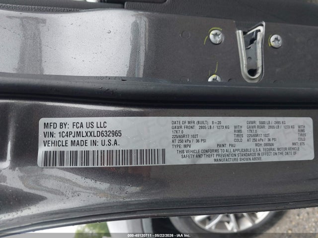 Aukcja sprzedaży 2020 Jeep Cherokee Latitude Lux 4x4, vin: 1C4PJMLXXLD632965, numer aukcji: 45120711