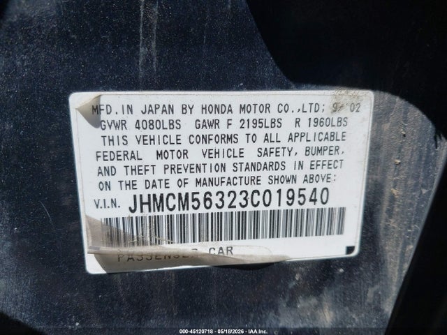 Aukcja sprzedaży 2003 Honda Accord 2.4 Lx, vin: JHMCM56323C019540, numer aukcji: 45120718