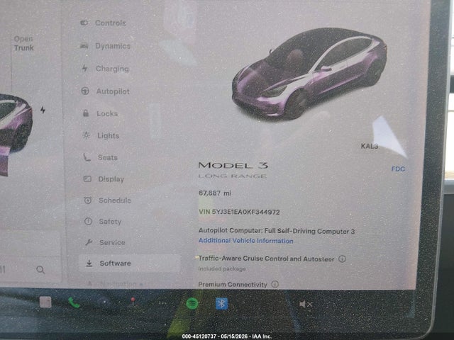 45120737 :رقم المزاد ، 5YJ3E1EA0KF344972 vin ، 2019 Tesla Model 3 Long Range/mid Range/standard Range/standard Range Plus مزاد بيع