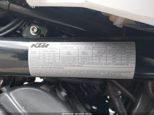 KTM 390 Duke 2022 MD2JPJ401NC234583 Image 10