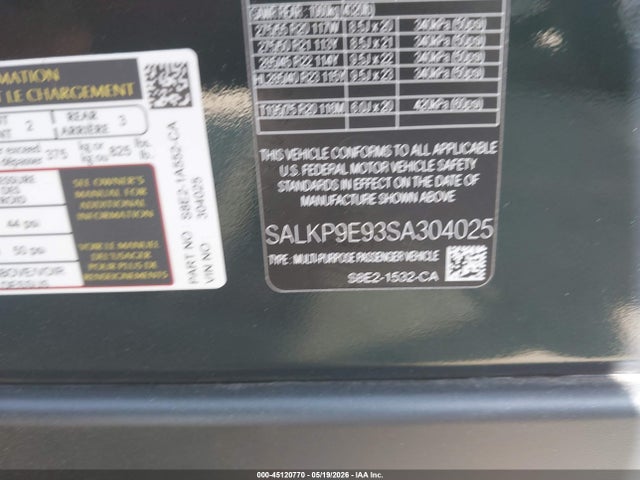 SALKP9E93SA304025 Land Rover Range Rover P530 Se