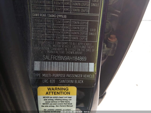 Aukcja sprzedaży 2010 Land Rover Lr2 Hse, vin: SALFR2BN9AH184869, numer aukcji: 45120780