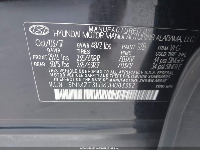 Aukcja sprzedaży 2018 Hyundai Santa Fe Sport 2.4l, vin: 5NMZT3LB6JH083352, numer aukcji: 45120925