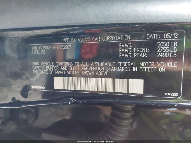 Aukcja sprzedaży 2013 Volvo S60 T6/t6 Platinum/t6 Premier Plus/t6 R-design/t6 R-design Platinum, vin: YV1902FH7D2173907, numer aukcji: 45120944